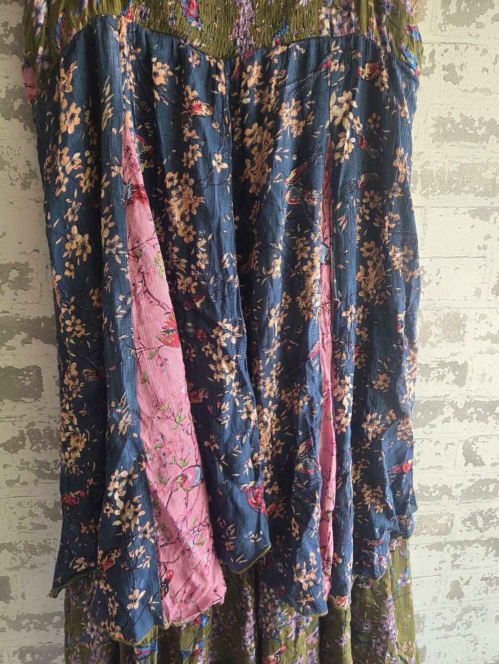 The Pyramid Collection Boho Patchwork Floral Bird Midi Dress Sleeveless XL - Picture 7 of 11